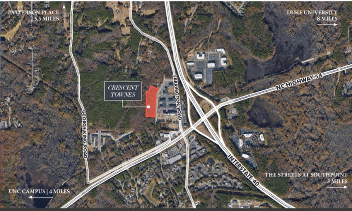 California-based homebuilder Tri Pointe Homes is preparing to build a new subdivision, called Twinleaf Townes, after purchasing close to 8.5 acres of mostly wooded land (pictured) along Crescent Drive for around $5.9 million.