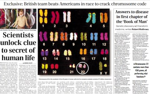 Scientists unlock clue to secret of human life in print - Credit: DAILY TELEGRAPH&nbsp;