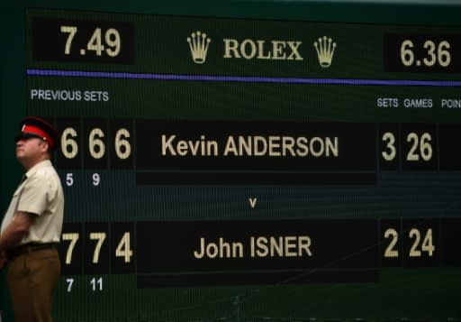 Epic story: The scoreboard after Kevin Anderson beat John Isner in the semi-final