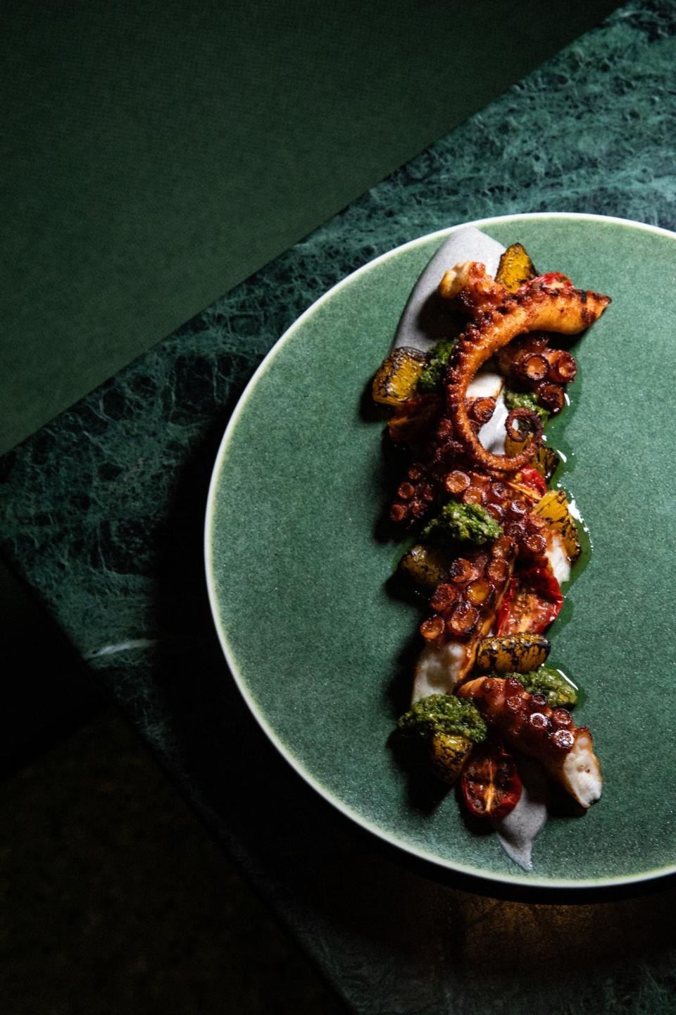 Dishes trace Arab migration to the Americas—think grilled octopus with burnt onion labneh.