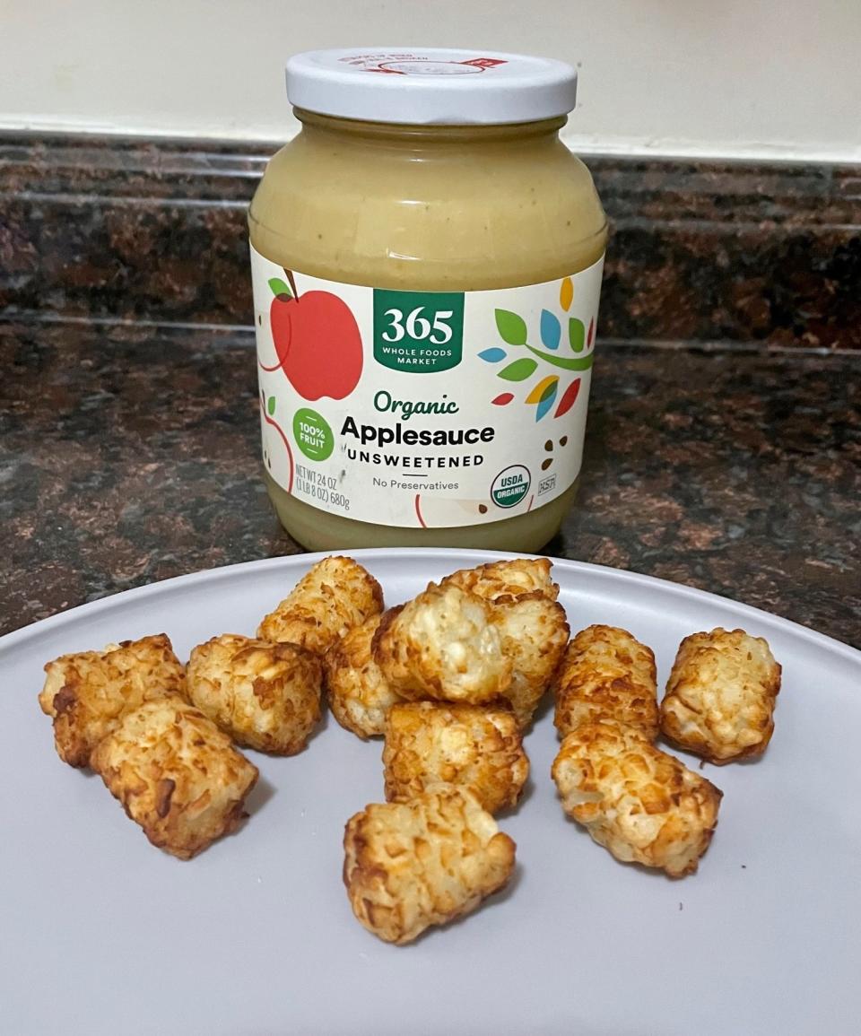Tater tots and applesauce.