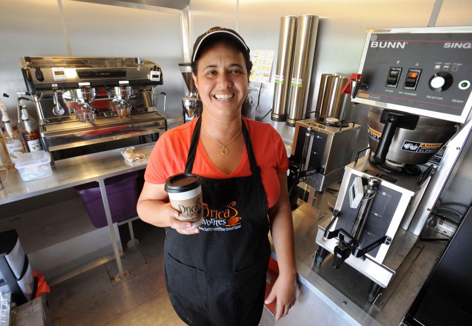 Adriana Mellas inside Drica's Favorites Specialty Coffee Boutique, a mobile food truck serving specialty coffees and baked goods, in Lakeland, FL on Monday June 3, 2013.  Scott Wheeler/The Ledger