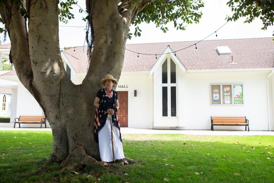 Navy veteran Christine Russell is photographed at St. Michael's by-the-Sea Episcopal Church in Carlsbad, Aug. 18, 2021.