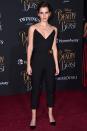 <p>For the film’s world premiere, the actress donned a strapless Oscar de la Renta jumpsuit. <em>[Photo: Getty]</em> </p>