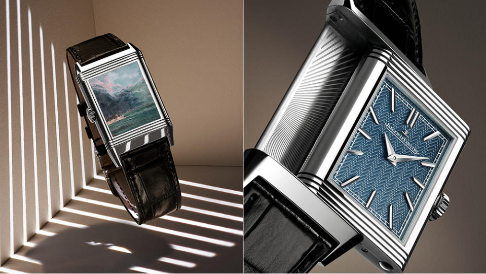 Courbet’s View of Lake Léman (1876) on Jaeger-LeCoultre’s latest Reverso watch. - Credit: Jaeger-LeCoultre