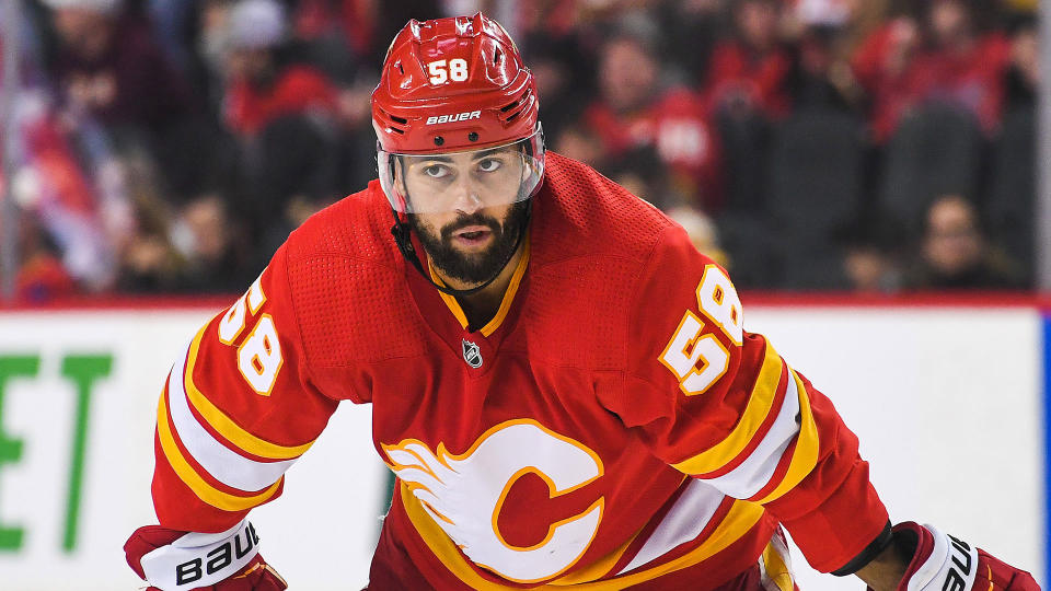 Oliver Kylington did not play for the Flames in 2022-23. (Photo by Derek Leung/Getty Images)