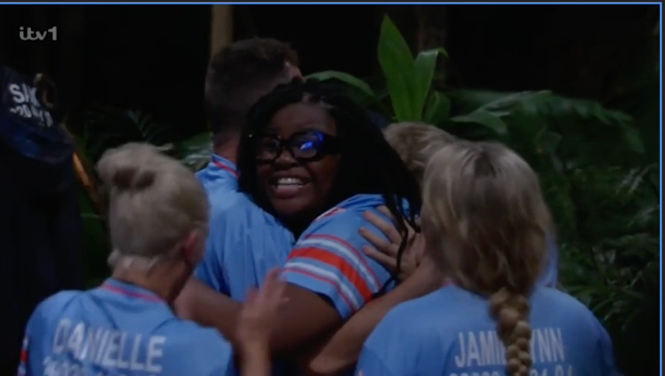 Rose and Sirieix  embrace after finding out they had won the ‘Slam Dunk’d’ challenge (ITV)