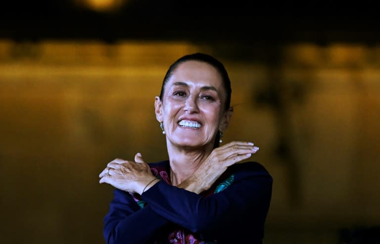 Claudia Sheinbaum celebrates her election as Mexico's first woman president (Alfredo ESTRELLA)