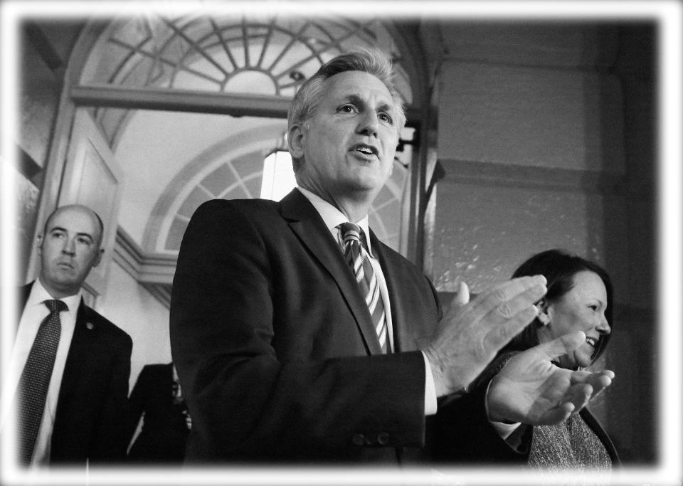 House Majority Whip Kevin McCarthy at a meeting with the House Republican Conference in 2013. (Photo: Larry Downing/Reuters; digitally enhanced by Yahoo News)