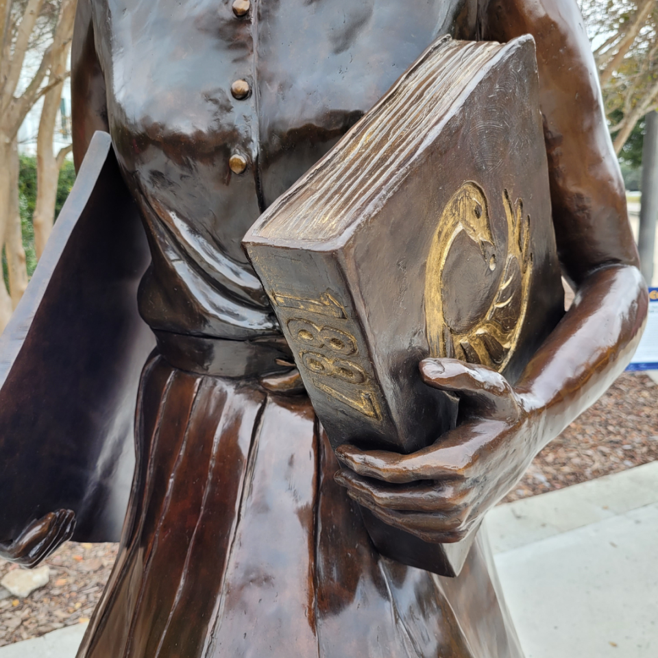 Alisha Lewis honors Florida A&M University and its significance in the local and national Civil Rights Movement with her sculpture, “For the Generations to Fulfill the Dream.”