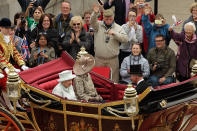 The enthusiasm of the crowd was manifest as the Queen passed in the magnificent horse-drawn carriage