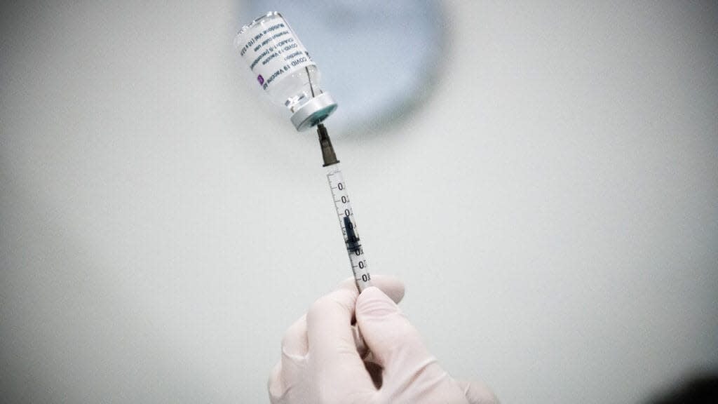 A syringe being filled with the AstraZeneca. (Photo by Robert Barca/Getty Images)