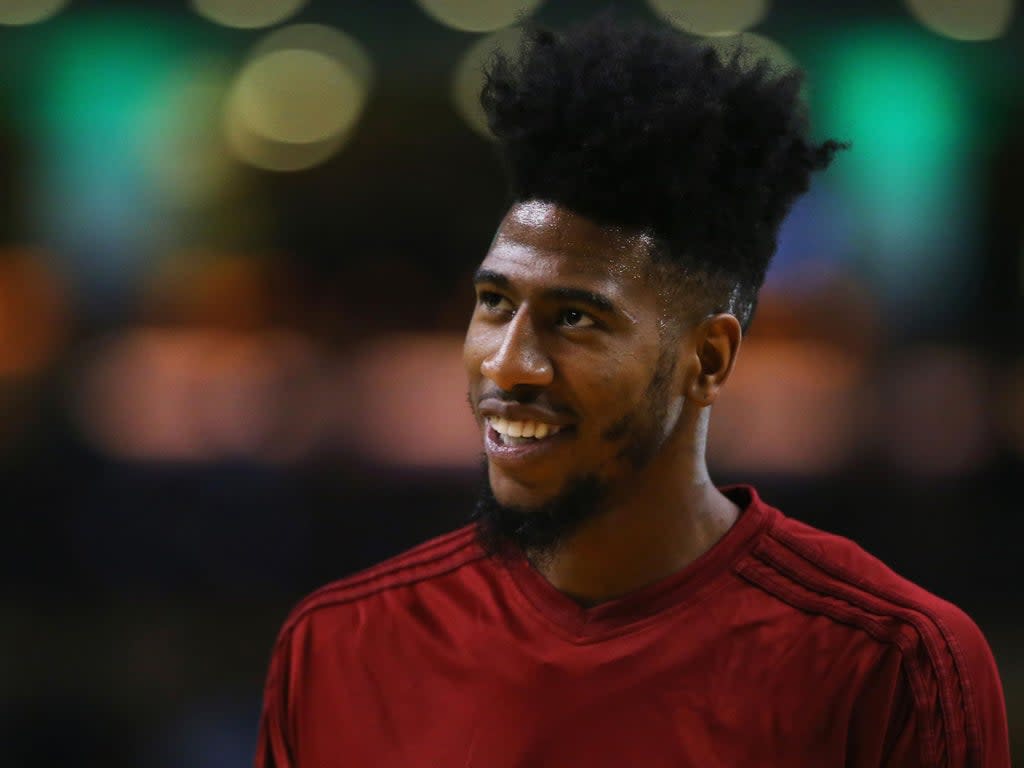 Iman Shumpert of the Cleveland Cavaliers looks on during warmups before the game against the Boston Celtics (Getty)