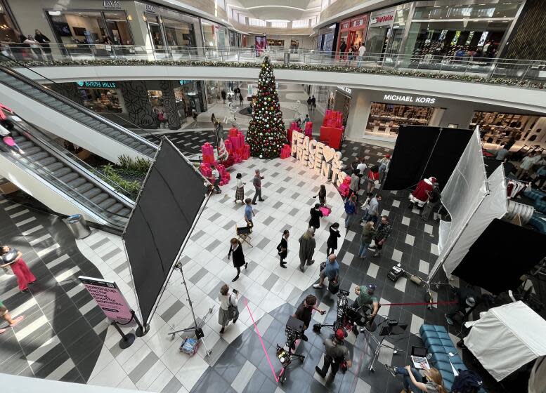 TORRANCE, CA - SEPTEMBER 15: A Christmas-themed set is displayed for filming at the Del Amo Fashion Center in Torrance, CA on Friday, Sept. 15, 2023. (Myung J. Chun / Los Angeles Times)