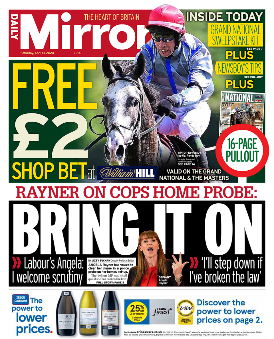 Daily Mirror headline reads: "Bring it on"