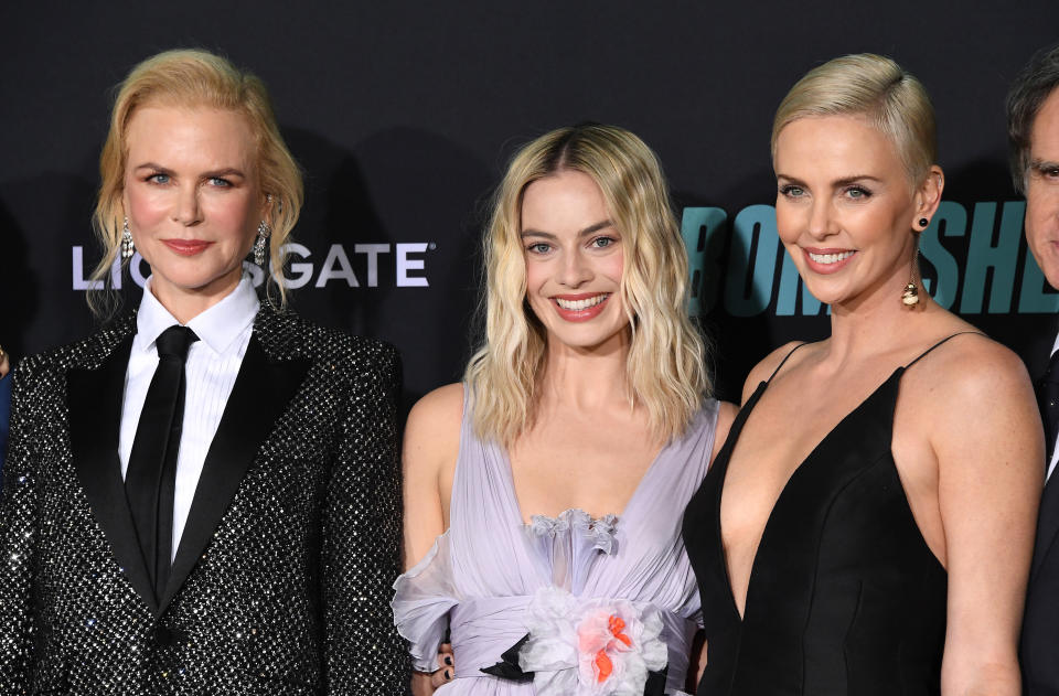 A photo of Nicole Kidman, Margot Robbie and Charlize Theron at the Special Screening Of Liongate's "Bombshell" at Regency Village Theatre on December 10, 2019 in Westwood, California.