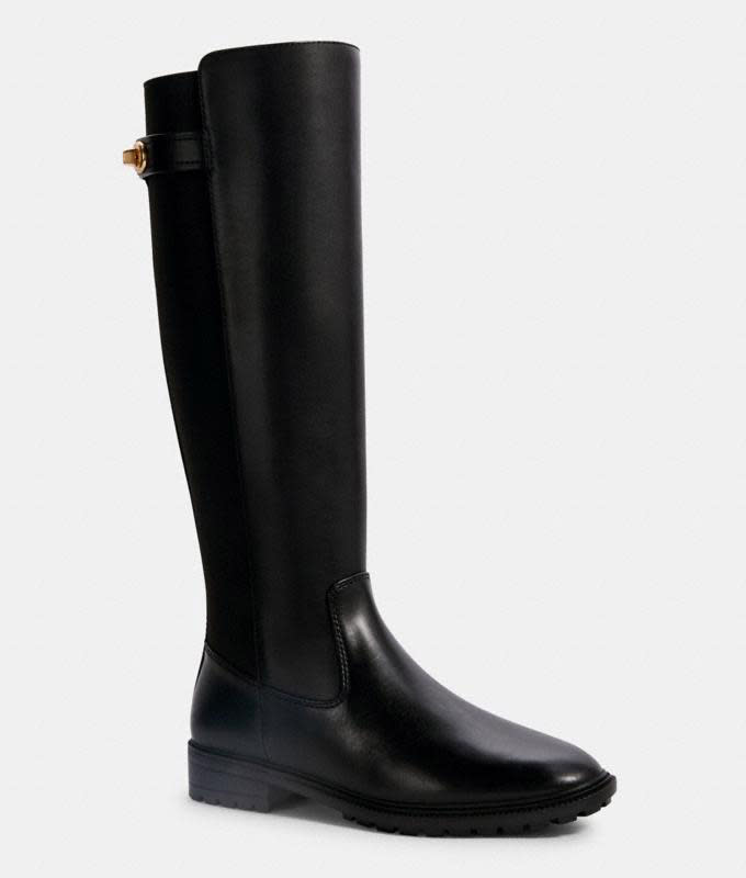 black boots, riding boot, rain boot, coach