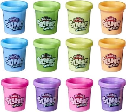 12 play doh jars in different colors