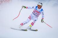 Nov 24, 2017; Lake Louise, Alberta, CAN; Romed Baumann of Austria in the finish area after his run during men's downhill training for the FIS alpine skiing World Cup at Lake Louise Ski Resort. Mandatory Credit: Sergei Belski-USA TODAY Sports