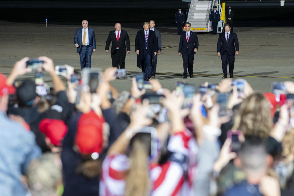 Donald Trump greeting supporters