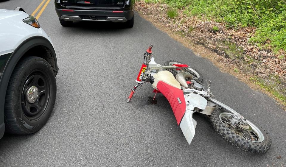 Ramapo police arrested a teenager who rode this motorbike through Ramapo High School on May 24, 2022. He was stopped on Camp Hill Road.