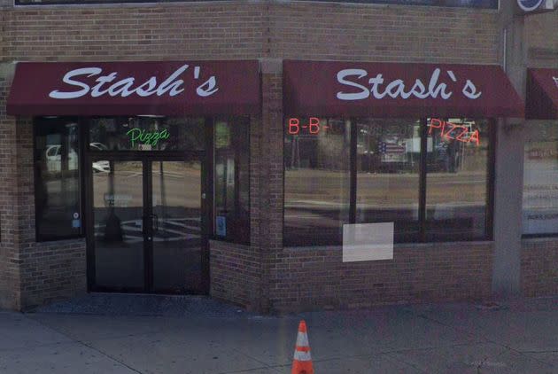 One of the three Stash's Pizza locations in Boston, shown on a Google Maps image.