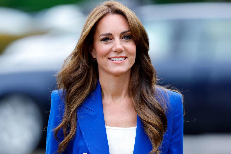<p>Max Mumby/Indigo/Getty</p> Kate Middleton visits a SportsAid mental fitness workshop on Oct. 12, 2023