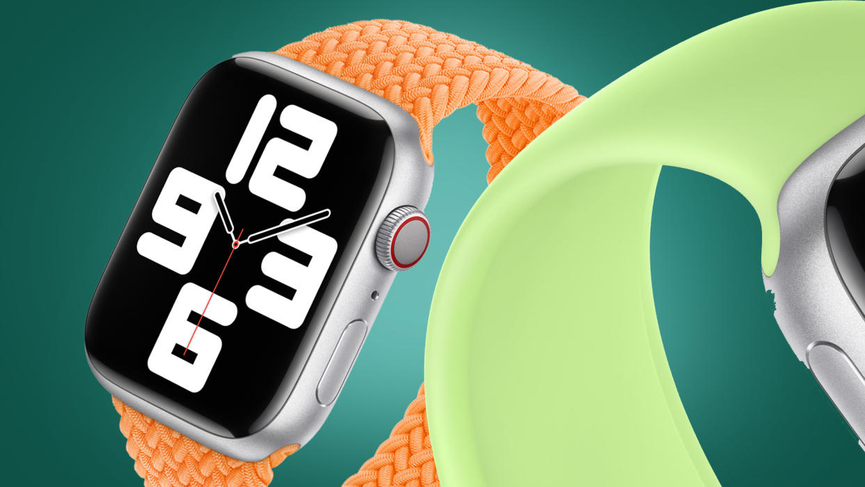  Two Apple Watches with new Spring color bands 