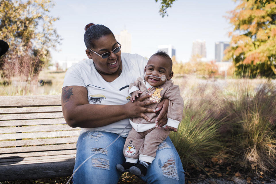 This undated photo provided by the University of Alabama at Birmingham shows Michelle Butler of Eutaw, Ala., and son Curtis Means in Birmingham, Ala. The child has been certified by Guinness World Records as the world's most premature baby to survive. (Andrea Mabry/UAB University Relations via AP)