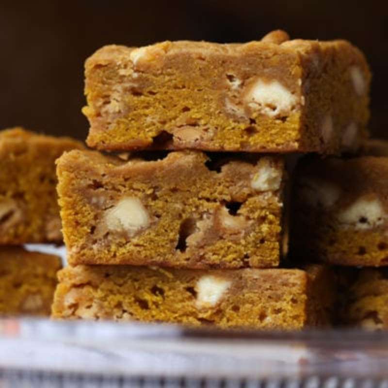 <p>Cookies and Cups</p><p>These easy pumpkin blondies are insanely delicious! They’re packed with pumpkin spice, pumpkin puree and a few other simple ingredients. This blondie recipe will easily become your go-to treat this fall! </p><p><strong>Get the recipe: <em><a href="https://cookiesandcups.com/pumpkin-blondies/" rel="nofollow noopener" target="_blank" data-ylk="slk:Pumpkin Blondies;elm:context_link;itc:0;sec:content-canvas" class="link rapid-noclick-resp">Pumpkin Blondies</a></em></strong></p>