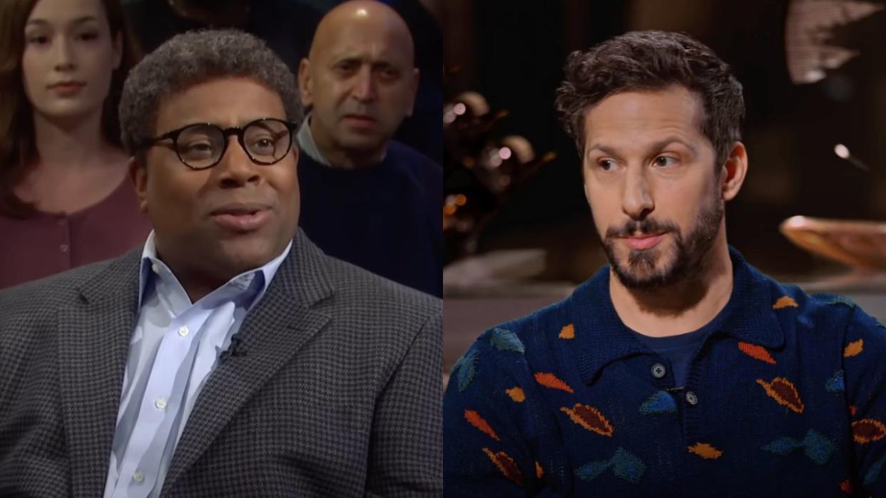  Split Image: Kenan Thompson in the Beavis and Butthead SNL Sketch and Andy Samberg in the Hart to Heart show. 