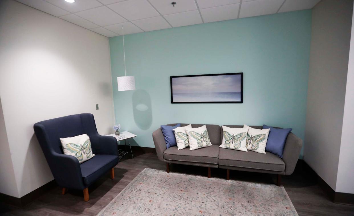 The lounging area at the nonprofit Hospitality Hub, can be seen at 590 Washington Avenue in Memphis, Tenn., August 28, 2023.