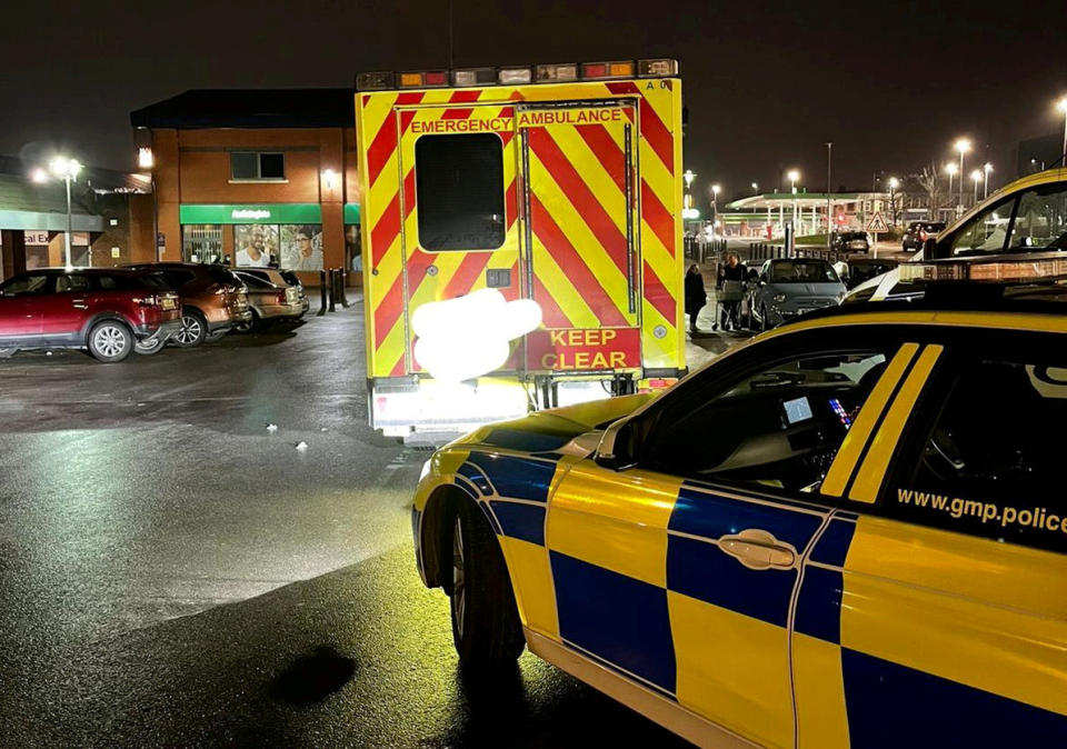 The disqualified motorist is being questioned by police after allegedly going to Asda for a food shop inside a second-hand ambulance. (GMP/SWNS)