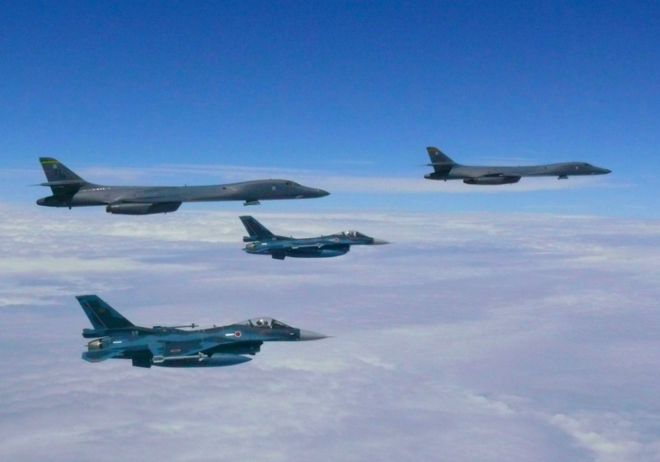 US fighter planes during a mission from Guam (Picture: PA)