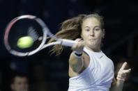 Tennis - Kremlin Cup - Women's singles - Final - Moscow, Russia - October 21, 2017 Daria Kasatkina of Russia in action against Julia Goerges of Germany. REUTERS/Tatyana Makeyeva