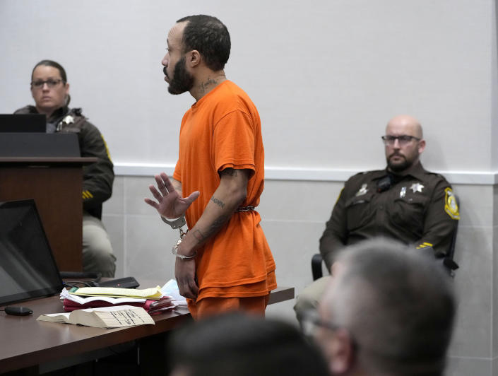 Darrell Brooks gives his closing remarks during his sentencing in a Waukesha County Circuit Court in Waukesha, Wis., on Wednesday, Nov. 16, 2022. (Mike De Sisti/Milwaukee Journal-Sentinel via AP, Pool)