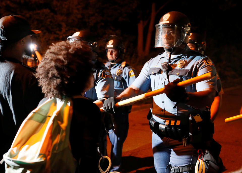 <p>Protester Maya (last name withheld) yells at law enforcement during a gathering on Interstate 94, after a jury found St. Anthony Police Department officer Jeronimo Yanez not guilty of second-degree manslaughter in the death of Philando Castile, at the Minnesota State Capitol in St. Paul, Minnesota, U.S., June 16, 2017. Picture taken June 16, 2017. (Adam Bettcher/Reuters) </p>