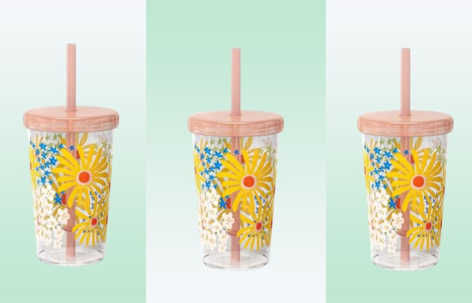 12oz Floral Tumbler with Straw