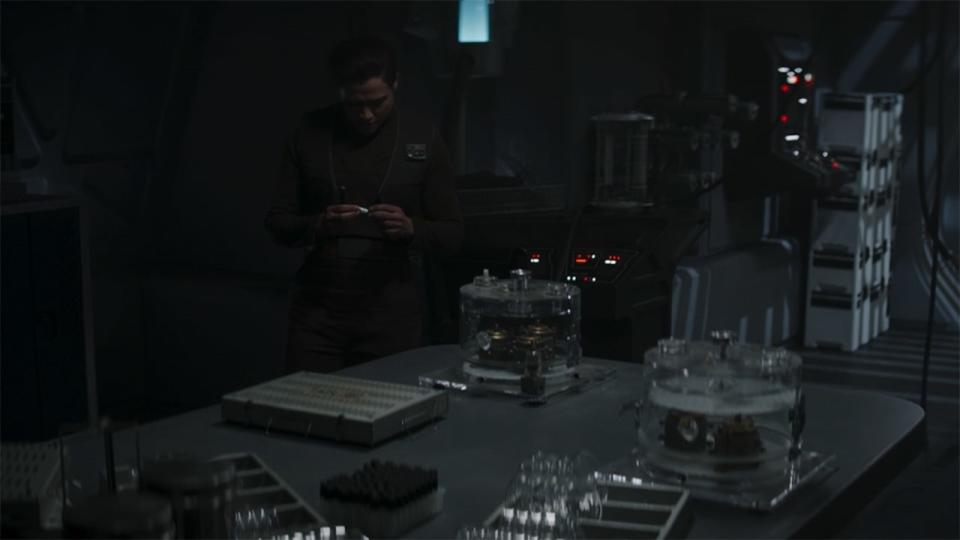 Elia Kane in an imperial lab in The Mandalorian Season 3 Episode 3.