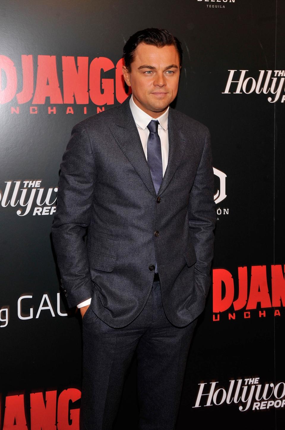 NEW YORK, NY - DECEMBER 11: Leonardo DiCaprio attends a screening of "Django Unchained" hosted by The Weinstein Company with The Hollywood Reporter, Samsung Galaxy and The Cinema Society at Ziegfeld Theater on December 11, 2012 in New York City. (Photo by Stephen Lovekin/Getty Images)