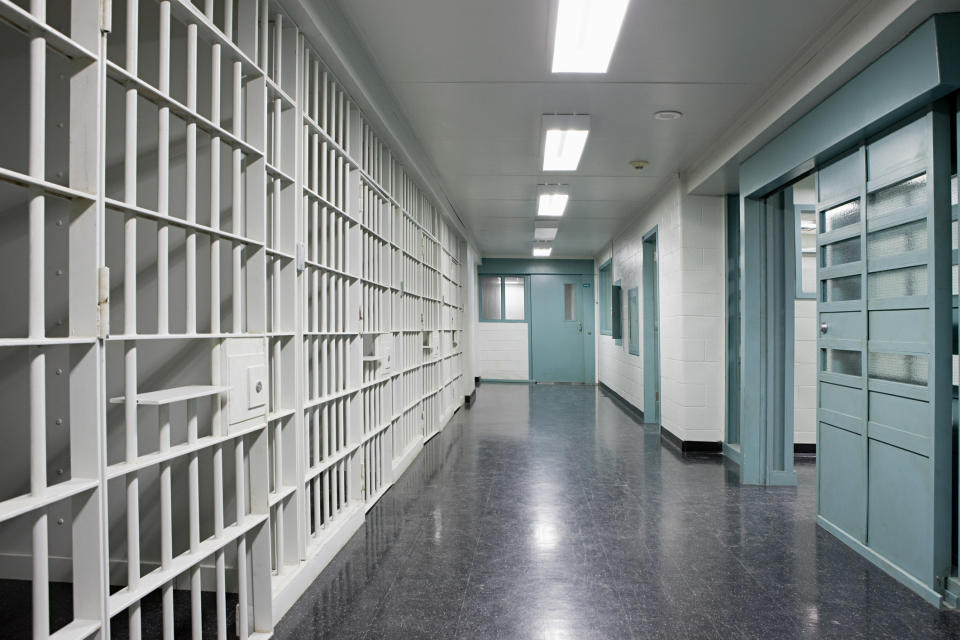 the hallway of a jail