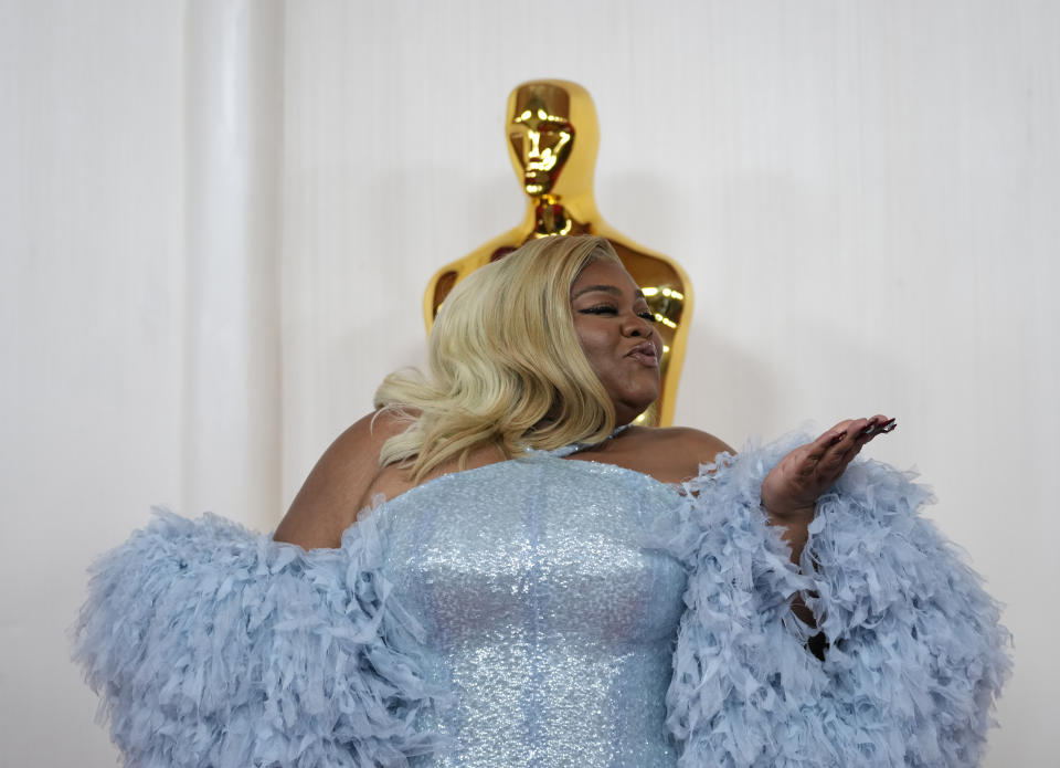 Da'Vine Joy Randolph arrives at the Oscars on Sunday, March 10, 2024, at the Dolby Theatre in Los Angeles. (AP Photo/Ashley Landis)
