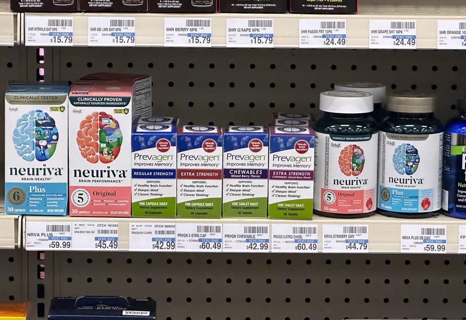 Several supplements such as Prevagen and Neuriva are touted as brain-boosters that are said to improve memory loss. But many doctors warn that they're not approved by the U.S. Food and Drug Administration, haven't been proven by research to be effective and should not be taken if you have dementia or Alzheimer's disease.