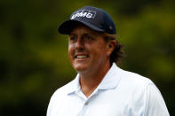 CARMEL, IN - SEPTEMBER 08: Phil Mickelson looks on as he walks off of the second hole tee box during the third round of the BMW Championship at Crooked Stick Golf Club on September 8, 2012 in Carmel, Indiana. (Photo by Chris Chambers/Getty Images)