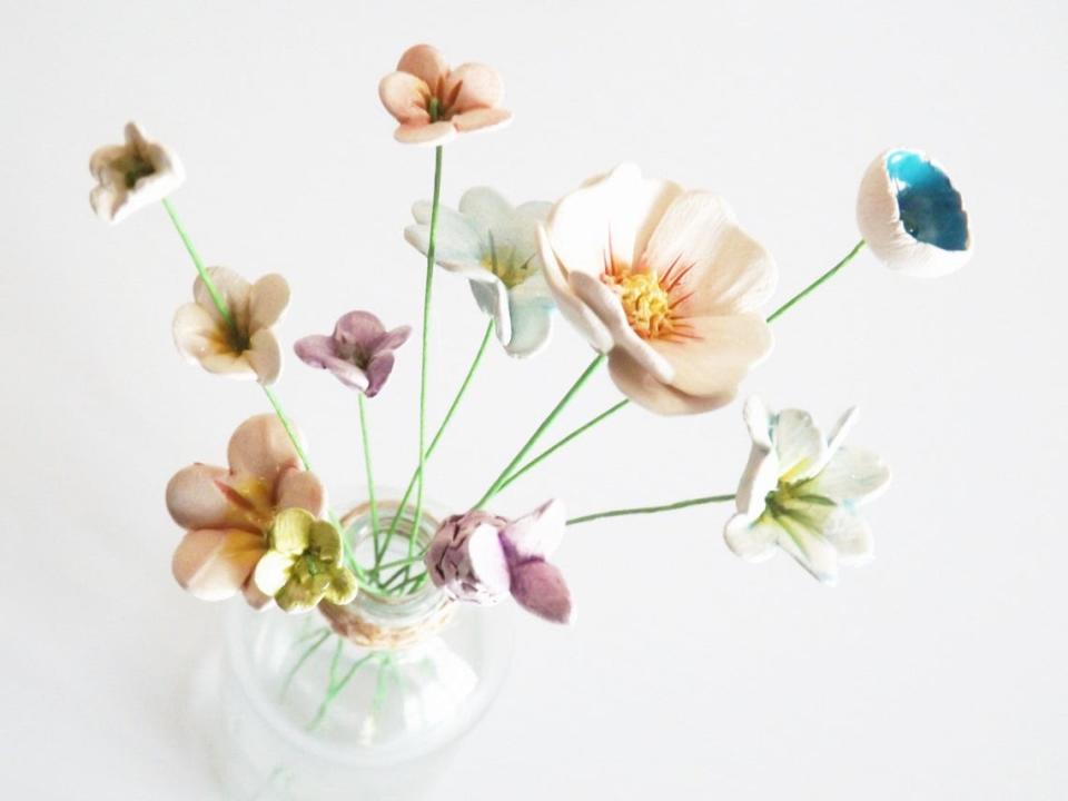 Ceramic flowers in a vase
