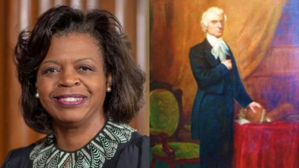 North Carolina Supreme Court Justice Cheri Beasley (left) called the decision to remove the Thomas Ruffin portrait from its walls “a tremendous reflection of the progress that has been made since the time Chief Justice Ruffin served on the Court.”