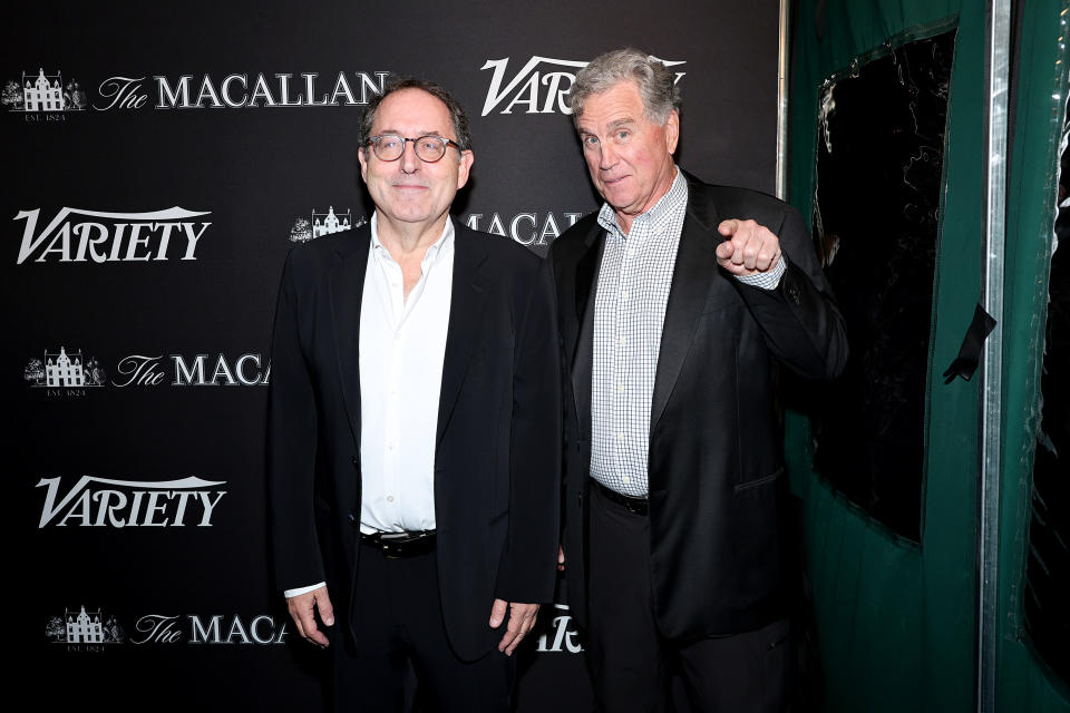 NEW YORK, NEW YORK - OCTOBER 19: Michael Barker and Tom Bernard attend Variety, The New York Party at American Bar on October 19, 2022 in New York City. (Photo by Jamie McCarthy/Variety via Getty Images)