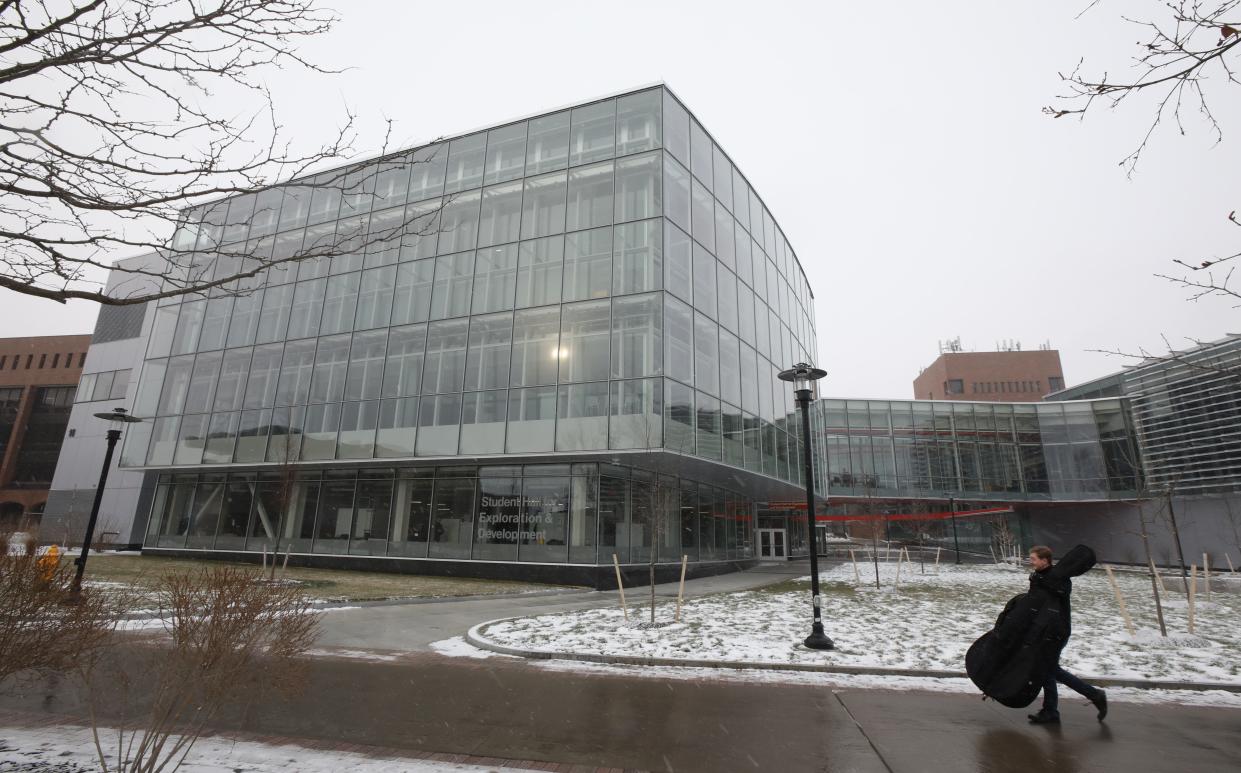 The new SHED (Student Hall for Exploration and Development) on the campus at Rochester Institute of Technology in Henrietta Thursday, Jan. 18, 2024.