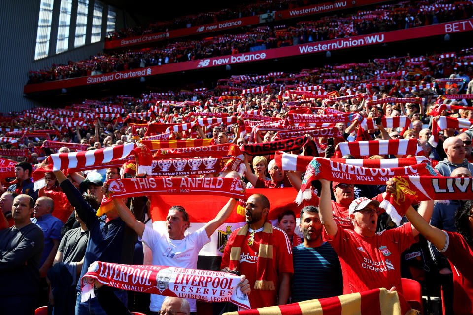 'Allez, Allez, Allez' has become extremely popular among Liverpool fans. (Photo by Chris Brunskill/Fantasista/Getty Images)