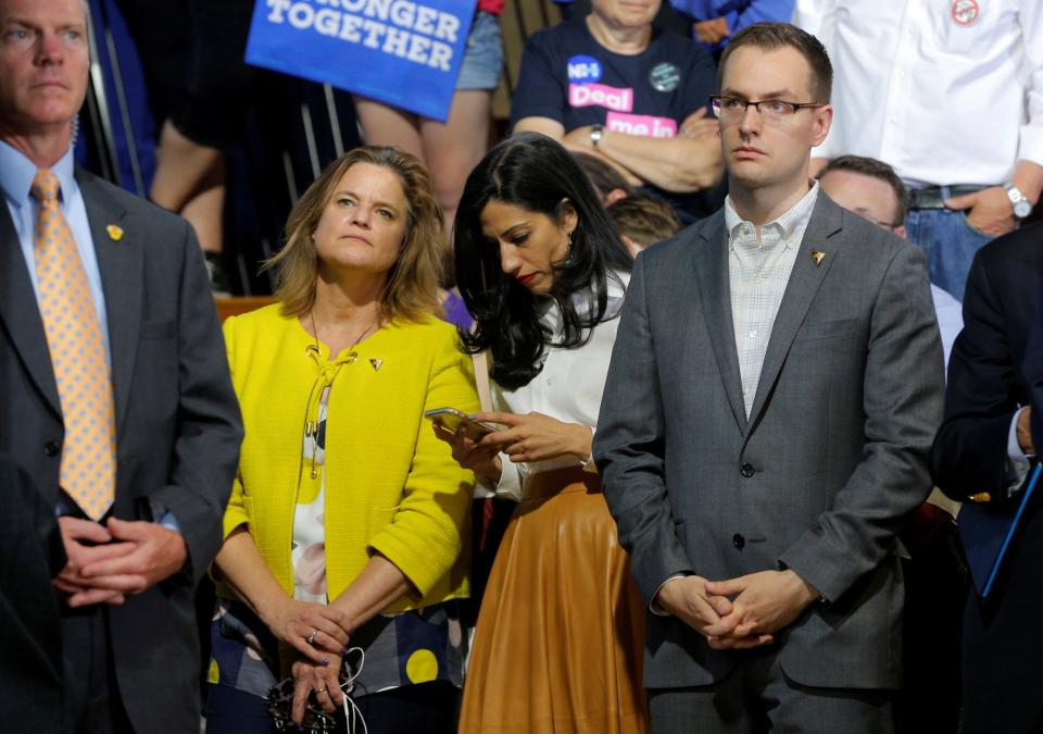 Hillary Clinton's director of communications Jennifer Palmieri, longtime aide Huma Abedin, and campaign manager Robby Mook